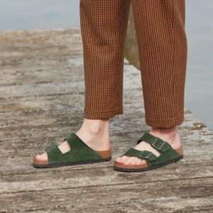 Birkenstock Arizona Suede Leather In Mountain View Green